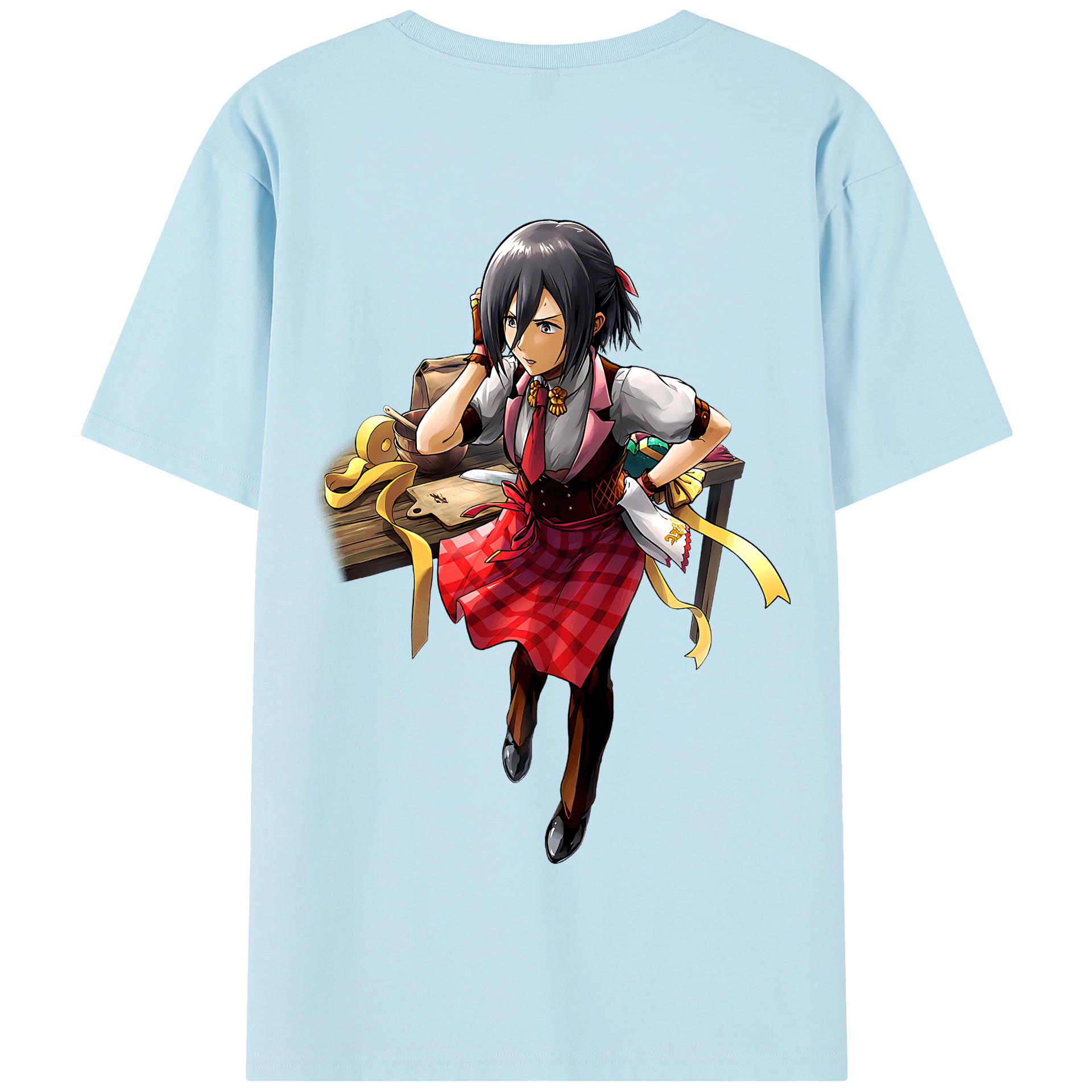 （画像用） 進撃の巨人 ミカサ·アッカーマン Attack on Titan Mikasa Ackerman 綿100％半袖Tシャツ（背面プリント）